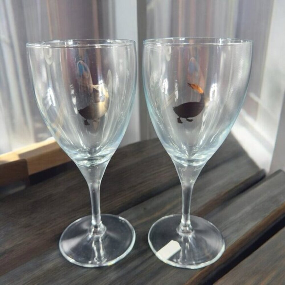 Rastal Clear Glasses Cups Goblet Set 2 Silver Goose Island Made In Turkey VTG‎
